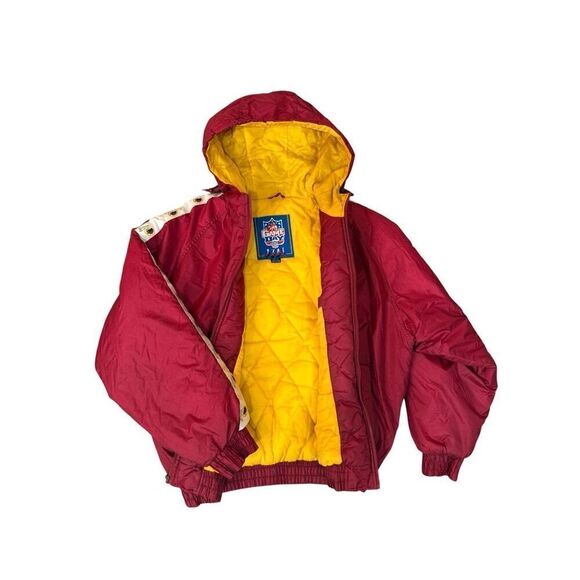 Game Day Mens NFL Washington Redskin Zip Hooded vintage  puffer coat Red Size XL - Picture 7 of 15
